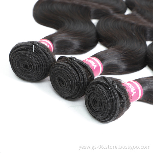 Wholesale Brazilian Virgin Human Hair Vendors Real Unprocessed 1b Body Wave Extension Thick Ends Cuticle Aligned Single Bundle